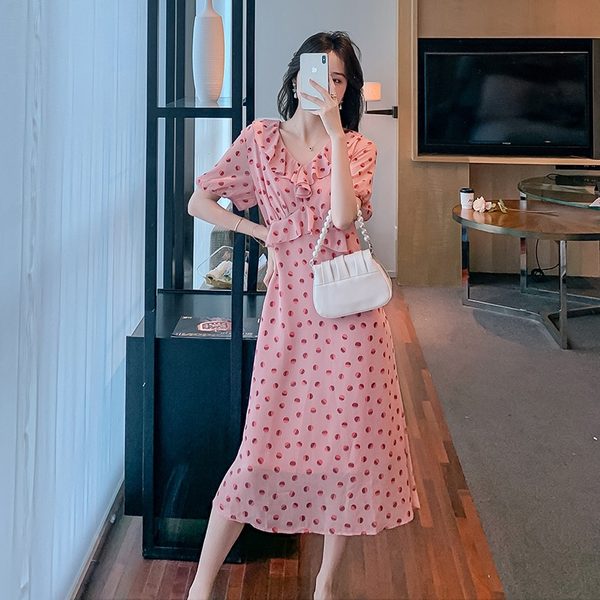 เดรสคนอ้วน เดรสสาวอวบ ชุดเดรสคนอ้วนวัยรุ่นแขนสั้น BY PLUS SIZE Girl