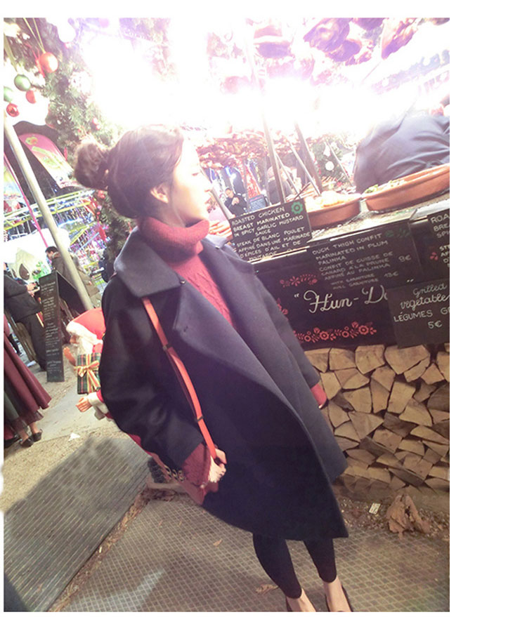 เสื้อโค้ทกันหนาว สีกรมท่าเข้ม ทรงโคล่ง เกาหลีมากๆ ผ้าวูลผสมสักกะหลาดผ้าดีมากๆ บุซับในกันลมอย่างดี พร้อมส่ง Overcoat สีกรมท่า