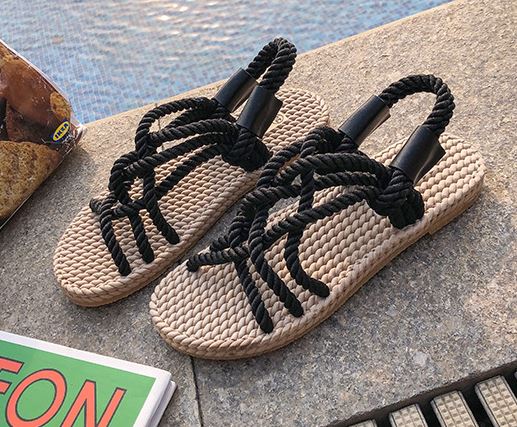 รองเท้าแฟชั่น ผู้หญิง แฟชั่น รองเท้าแตะ รองเท้าสาน สไตล์วินเทจ รองเท้าแตะผู้หญิง ใส่เที่ยว ทะเล เดินชายหาด 934851