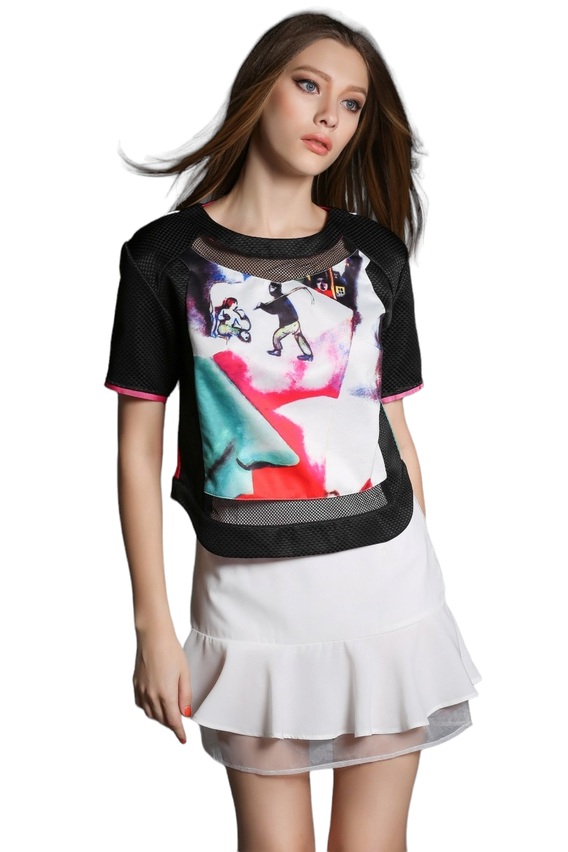 Set_bs1525 ชุด 2 ชิ้น(เสื้อ+กระโปรง) เสื้อสีดำสกรีนลายกราฟฟิคผ้าเนื้อหนาสวย+กระโปรงผ้าฮานาโกะสีพื้นขาวซิปหลังชายระบายแต่งผ้าใยแก้ว งานน่ารัก แมทช์กันได้อย่างลงตัว เซ็ทสองชิ้นสวยคุ้ม ใส่เก๋ๆ ได้บ่อย แยกใส่กับตัวอื่นก็สวย