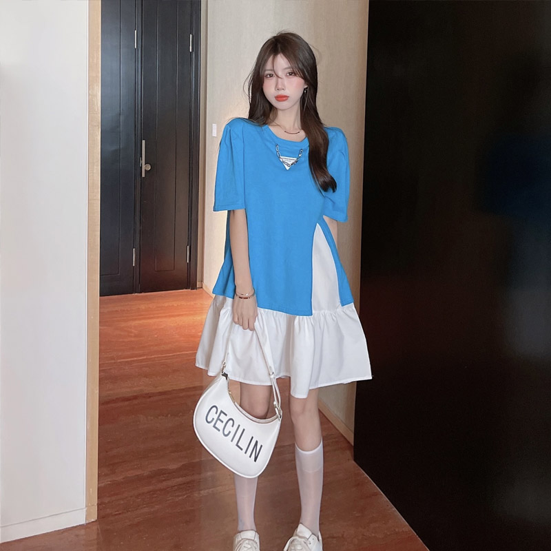 เดรสแขนสั้นมีไซส์L-4XLอก38-47นิ้ว