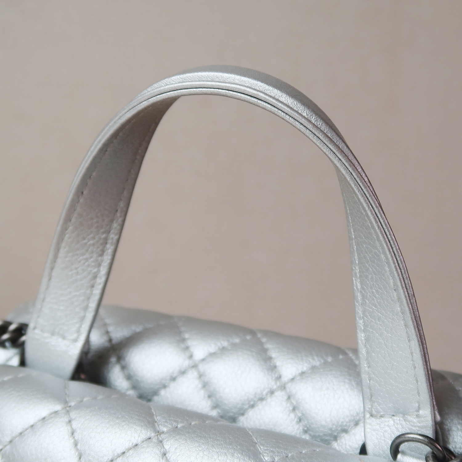 Chanel Silver Calfskin Coco Twin RHW
