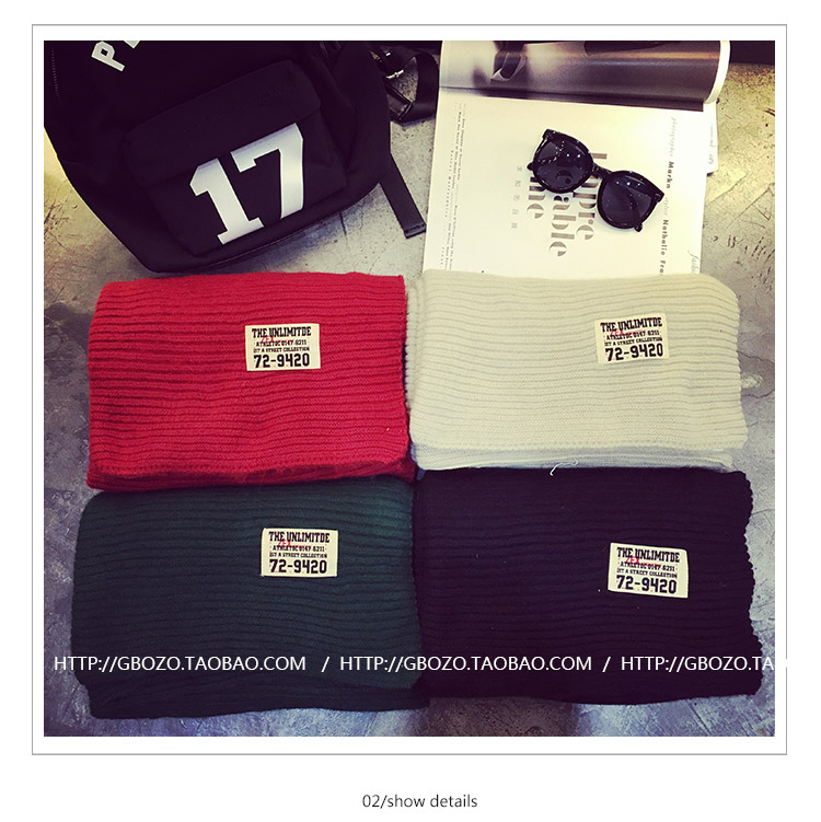 สีเขียว ผ้าพันคอ สไตล์เกาหลี ไหมพรม พร้อมส่ง