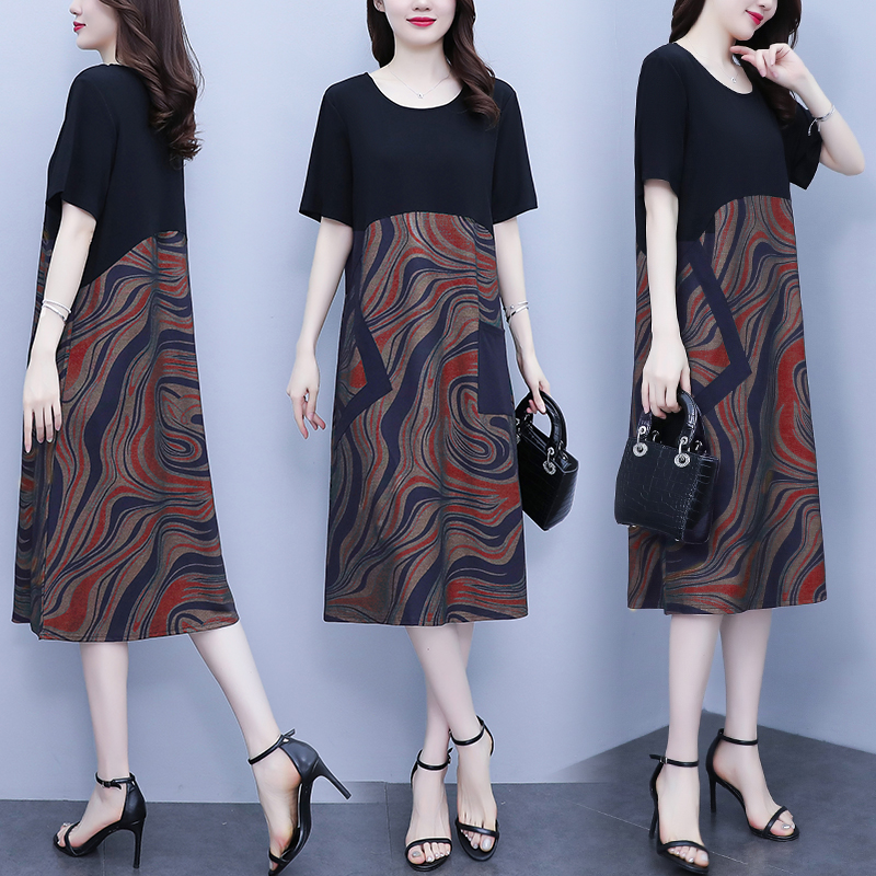 เดรสคนอ้วน เดรสสาวอวบ ชุดเดรสคนอ้วนวัยรุ่นแขนสั้น BY PLUS SIZE Girl