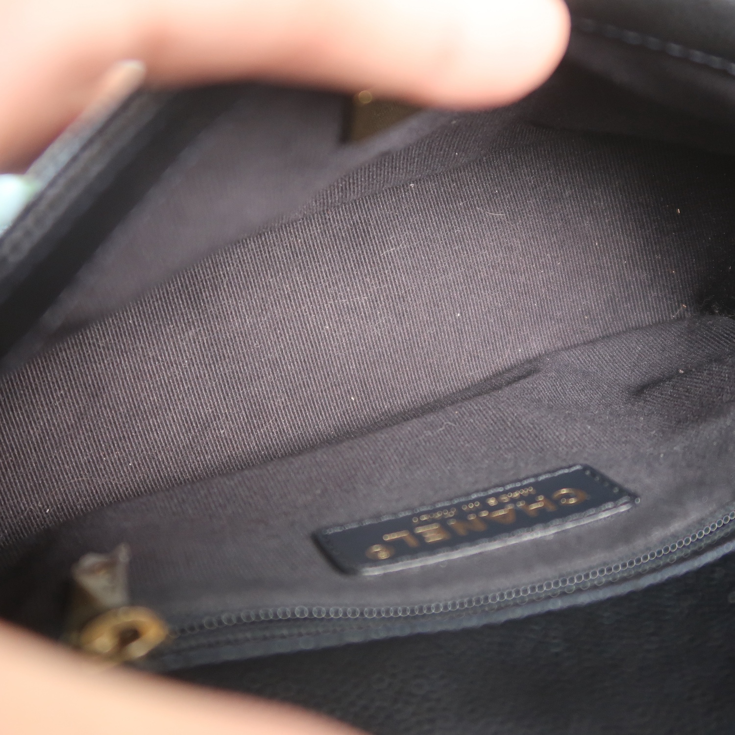 Chanel Black Caviar Mini 7" Adjustable Strap GHW