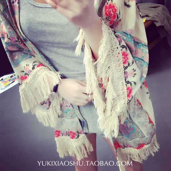 หน้าร้อนนี้ห้ามพลาด เสื้อคลุมแฟชั่น ผ้าชีฟอง นุ่มลื่น เนื้อดี แต่งพู่เก๋ๆ ใส่สบาย พร้อมส่งจ้า