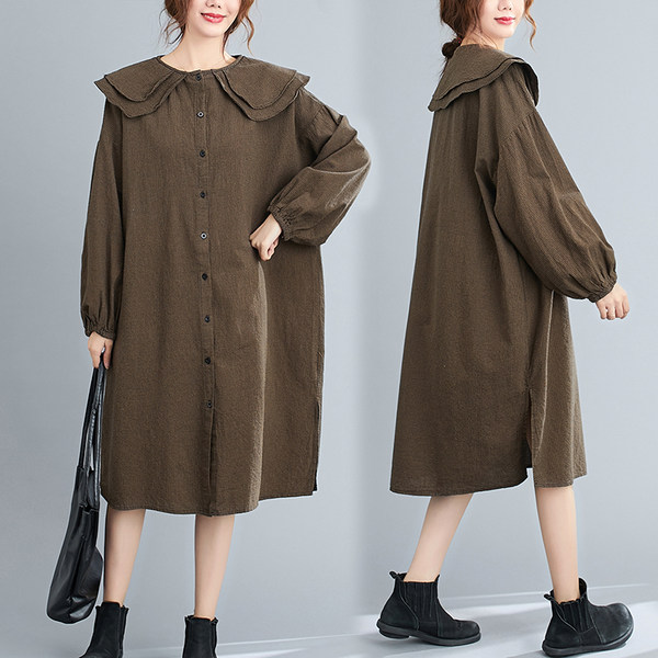 เสื้อทีเชิ้ตคนอ้วนผู้หญิงสไตล์คอตตอนลินินมีไซต์อก 47-48 นิ้ว