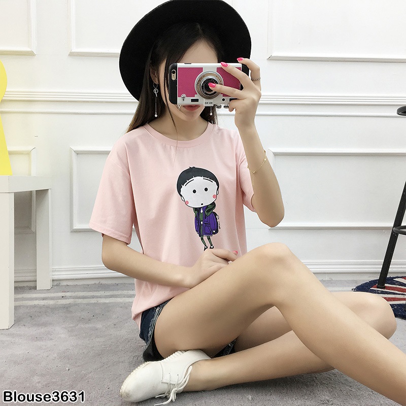 Blouse3846 รวมเสื้อยืดแฟชั่นเกาหลีหลายแบบหลายลาย ผ้าคอตตอนเนื้อดีใส่สบาย ผ้านุ่มน่าใส่ยืดหยุ่นได้เยอะ งานสวยแมทช์ง่าย ใส่กับอะไรก็เข้า