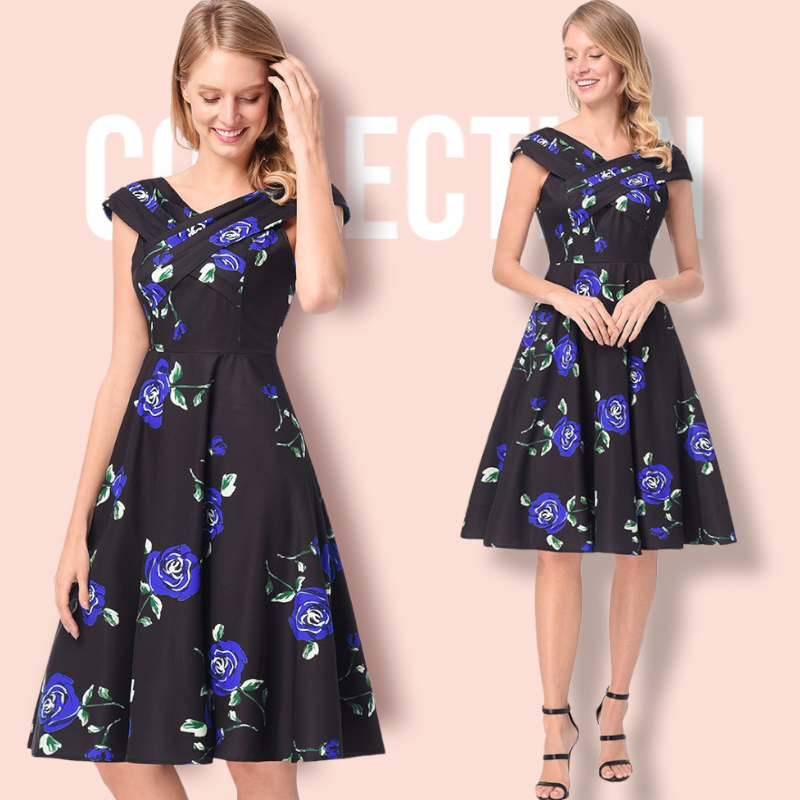 Dress4257 เดรสยาวสไตล์ยุโรป อกไขว้ ช่วงเอวเข้ารูป มีซิปข้างใส่ง่าย ผ้าไมโครลายดอกไม้เนื้อดีนุ่มใส่สบาย งานดีทรงดีเรียบหรูดูสวยแพง ใส่ออกงานได้ มี 2 โทนสี ม่วง, น้ำเงิน