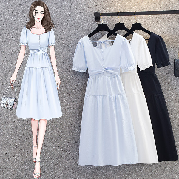 เดรสคนอ้วน เดรสสาวอวบ ชุดเดรสคนอ้วนวัยรุ่นแขนสั้น BY PLUS SIZE Girl