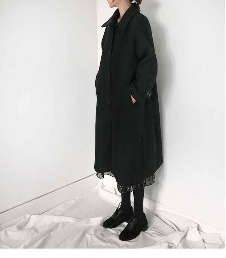 OverCoat เสื้อโค้ทยาวกันหนาว สไตล์ญี่ปุ่น แบบเรียบๆ ผ้าวูลผสมเนื้อดี บุซับในกันลม พร้อมส่ง