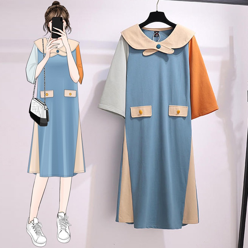 เดรสแขนสั้น มีไซส์ L-4XLอก 38-47 นิ้ว ใส่ได้ทั้งสาวหุ่นดีน่ารักจนถึงสาวอวบพลัสไซส์