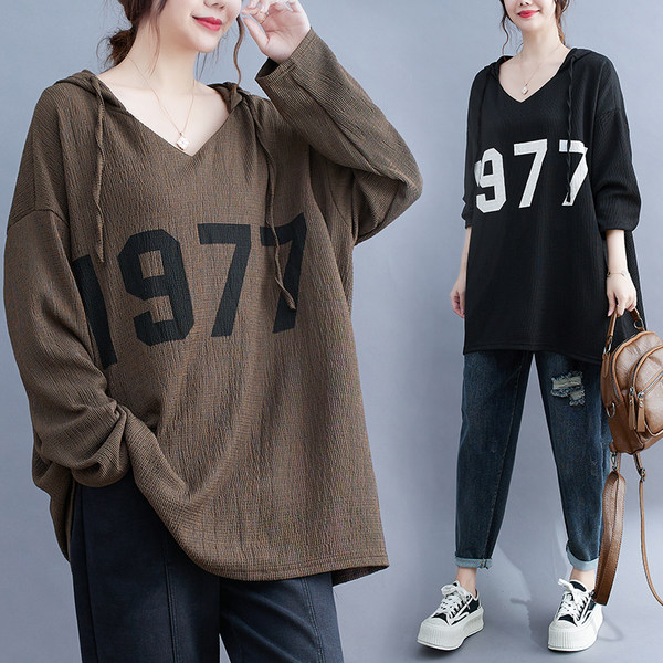 เสื้อทีเชิ้ตคนอ้วนผู้หญิงสไตล์คอตตอนลินินมีไซต์อก 47-48 นิ้ว