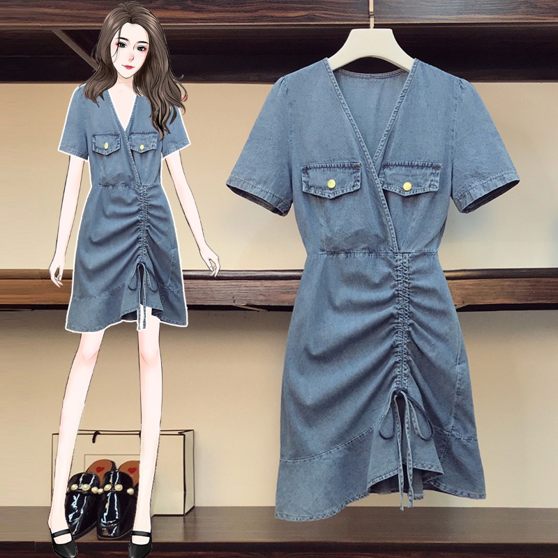 เดรสแขนสั้น มีไซส์ L-4XLอก 38-47 นิ้ว ใส่ได้ทั้งสาวหุ่นดีน่ารักจนถึงสาวอวบพลัสไซส์