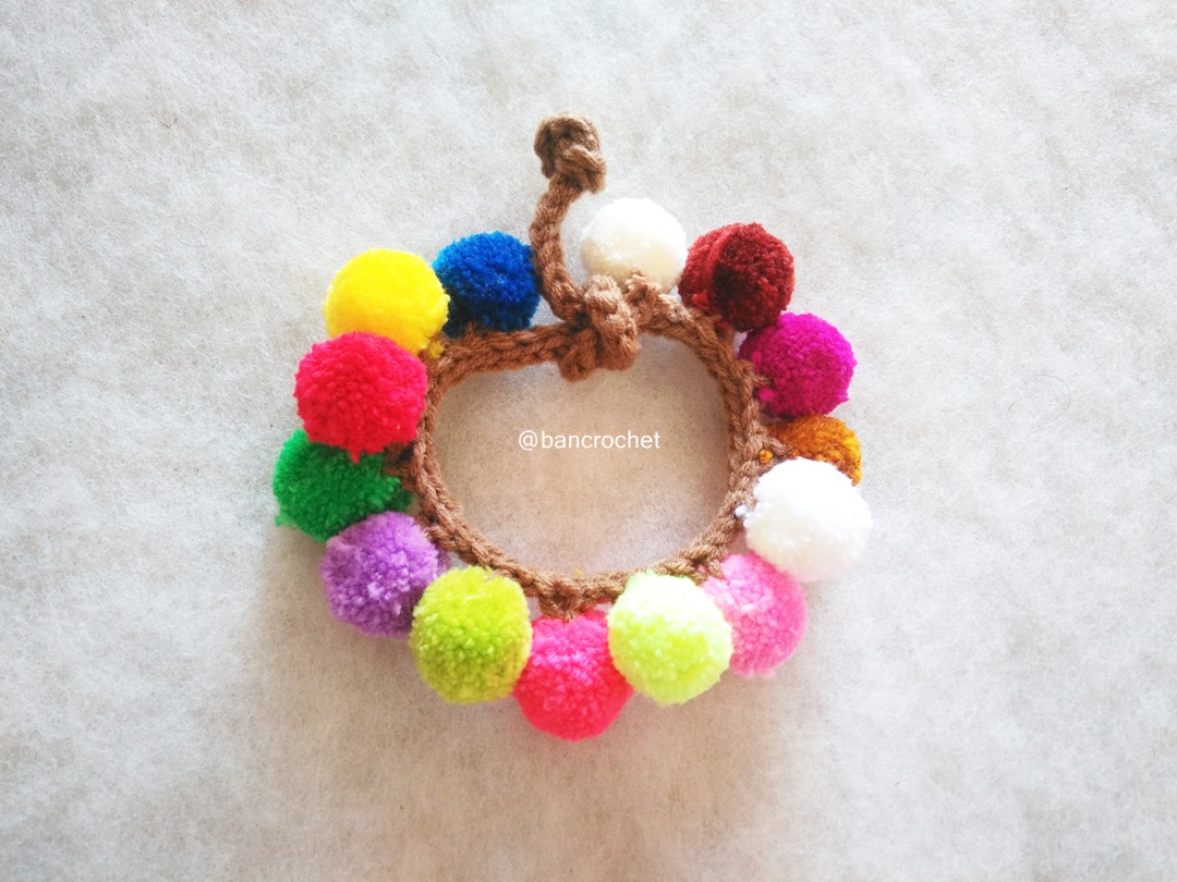 Bancrochet กำไลปอมปอม pompom bracelet crochet หลากสี 3 นิ้ว