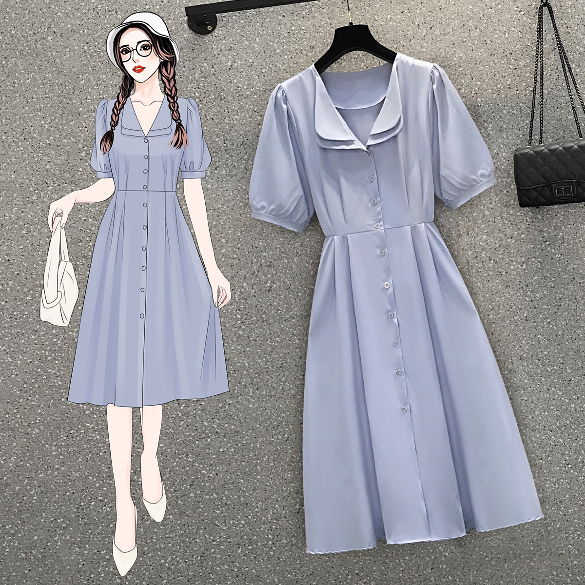 เดรสแขนสั้น มีไซส์ L-4XLอก 38-47 นิ้ว ใส่ได้ทั้งสาวหุ่นดีน่ารักจนถึงสาวอวบพลัสไซส์