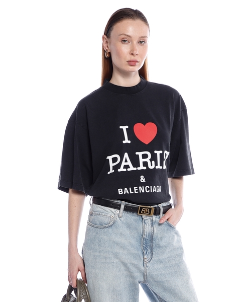 Balenciaga Black I Love Paris Logo T Shirt