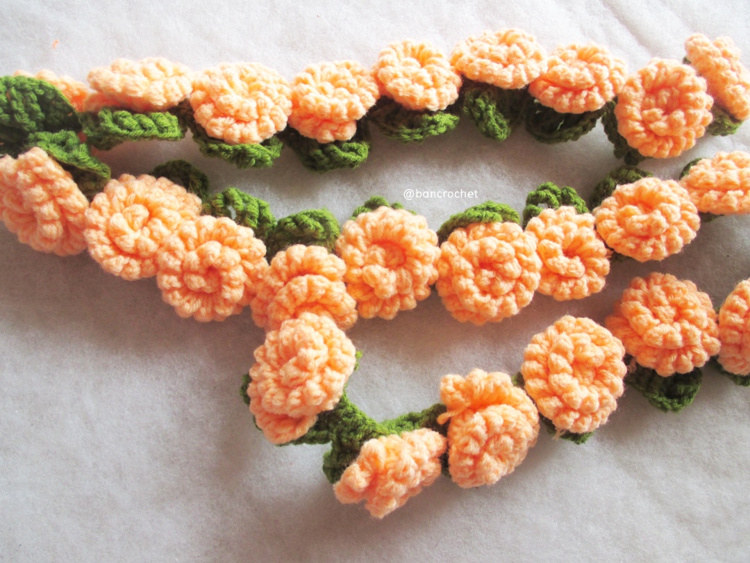 Bancrochet ดอกไม้ถัก สายประดับดอกไม้ ประดับ Crochet Flowers หลากสี 60 cm