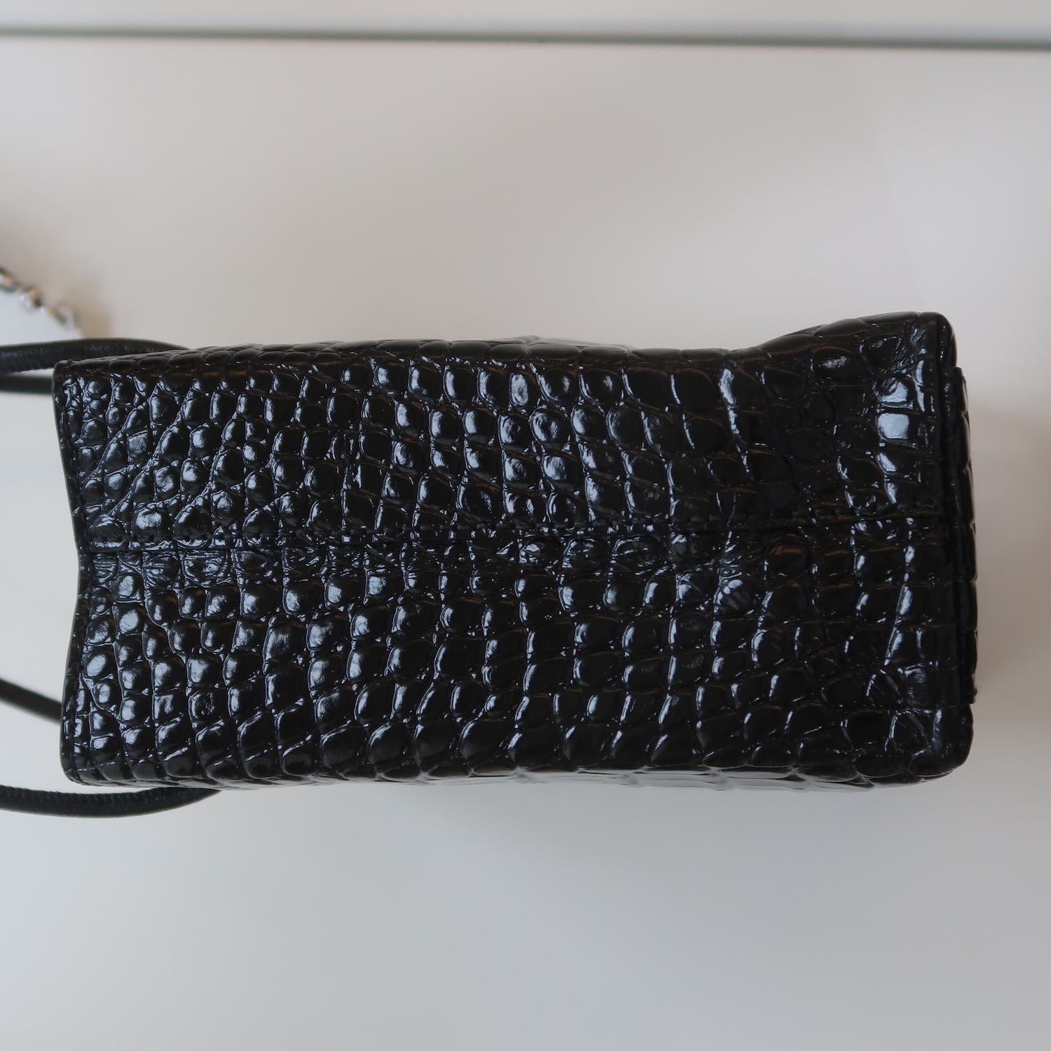 Balenciaga Black Croc Calfskin Shopping Tote XXS