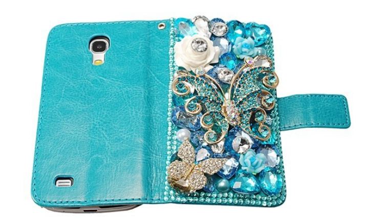 เคส Samsung Galaxy S4 mini i9190 เคส Diy แบบ ฝาเปิดปิด Filp cas เคส 3 D แต่งคริสตัล โทนสีฟ้า รูป ผีเสื้อ ราตรี เคสเว่อร์ ๆ 755953