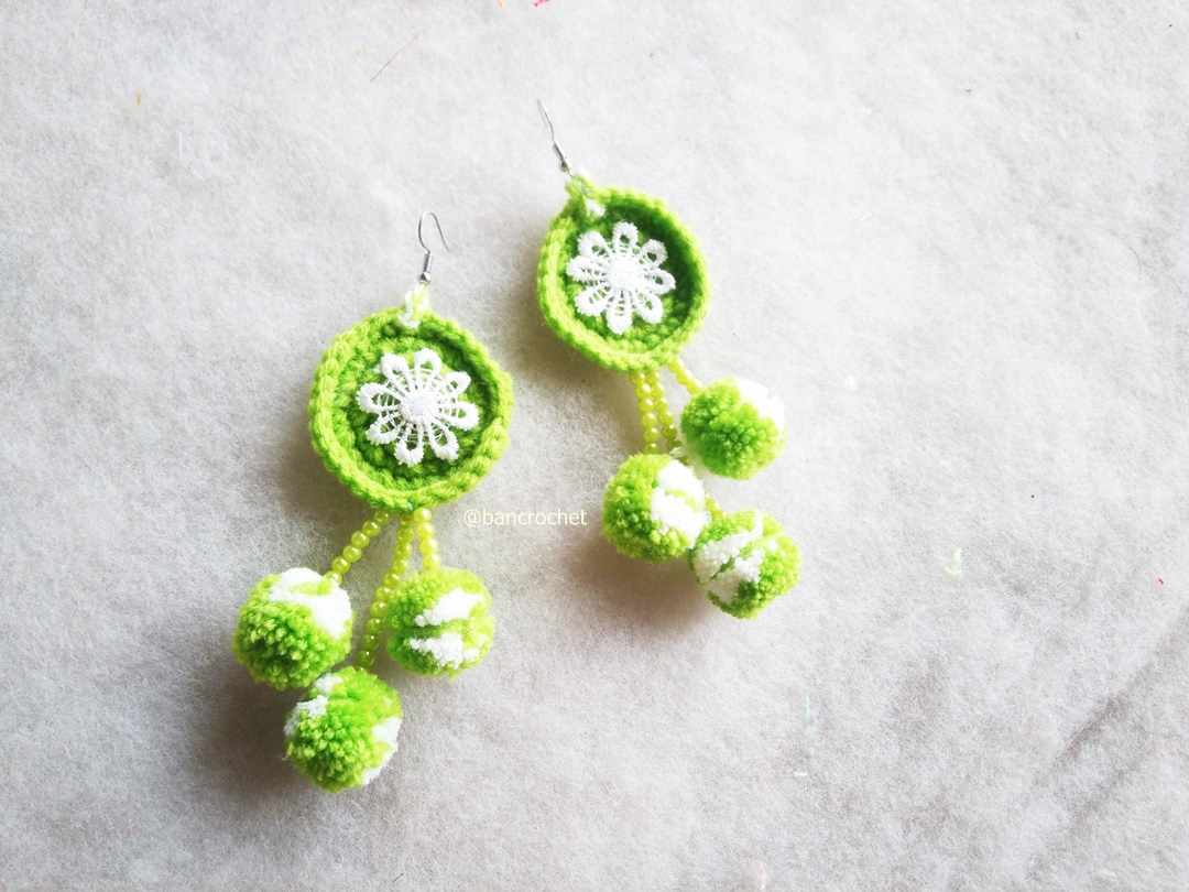 ต่างหูถักโครเชต์ crochet earrings หลากสี 4-6 นิ้ว