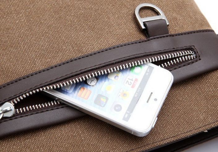 กระเป๋าสะพายข้างผู้ชาย ขนาดกลาง กระเป๋าสะพายผ้าแคนวาส แบบไม่มีฝาปิด ใช้ง่าย กระเป๋าสะพายข้างผู้หญิง ผู้ชายใช้ได้ สีน้ำตาล น้ำเงิน 607366