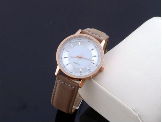 นาฬิกาข้อมือ ผู้ชาย สายหนังแท้ สีน้ำตาล หน้าปัดขาว กรอบทอง Rose Gold คลาสสิค นาฬิกา Quartz นาฬิกาสำหรับ สุภาพบุรุษ เรียบหรู 417583_2