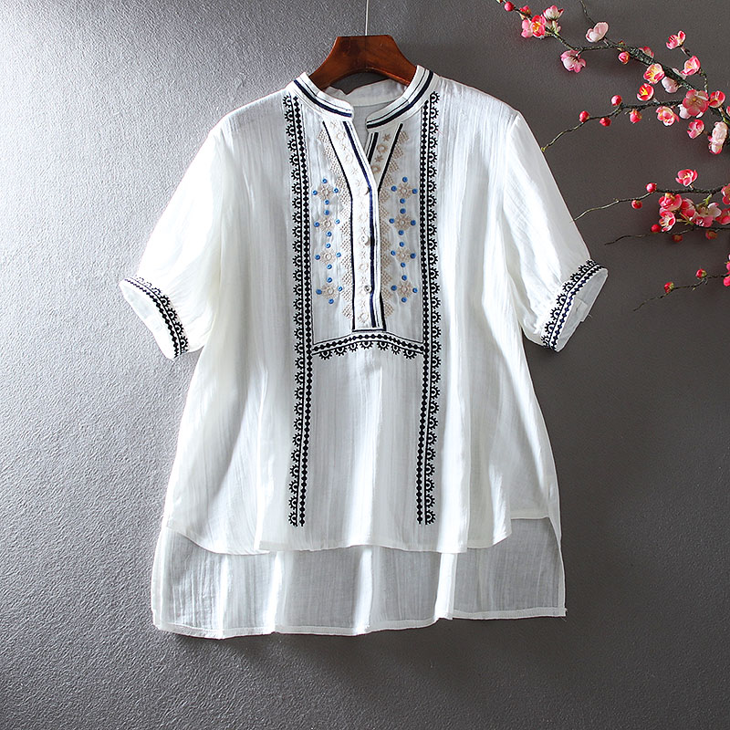 เสื้อลินิน เสื้อผ้าฝ้ายลินิน เสื้อเชิ้ตผ้าลินิน ปักลายสวยๆด้วยด้าย สไตล์VINTAGE BY Dreamroom