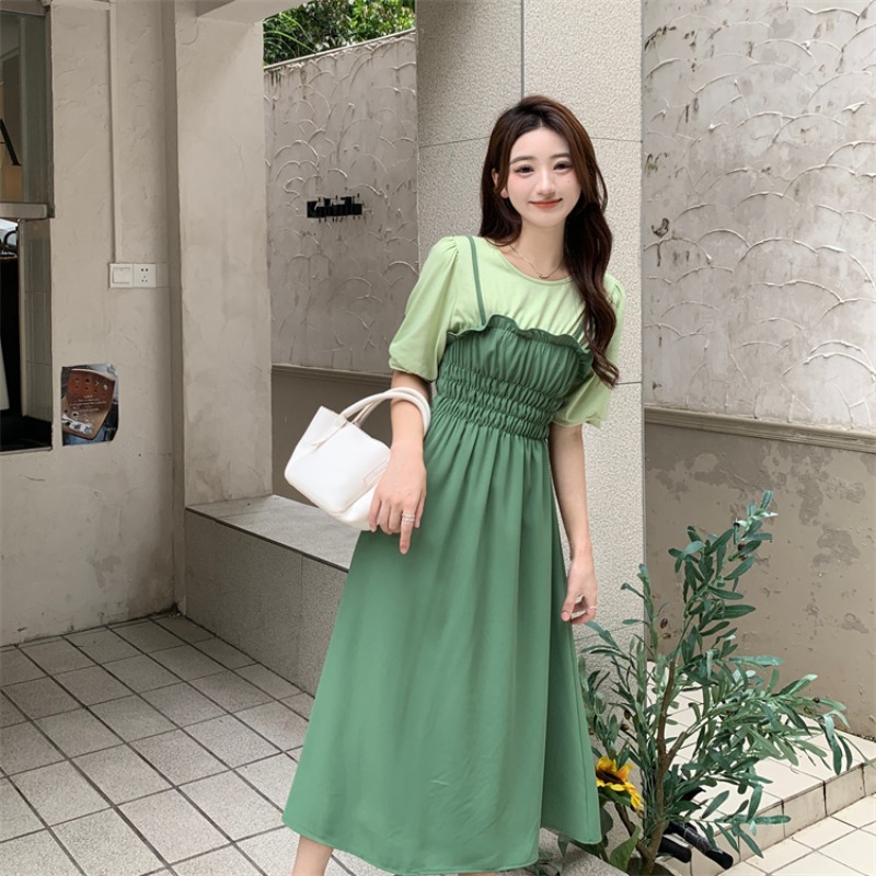 เดรสแขนสั้น มีไซส์ L-4XLอก 38-47 นิ้ว ใส่ได้ทั้งสาวหุ่นดีน่ารักจนถึงสาวอวบพลัสไซส์