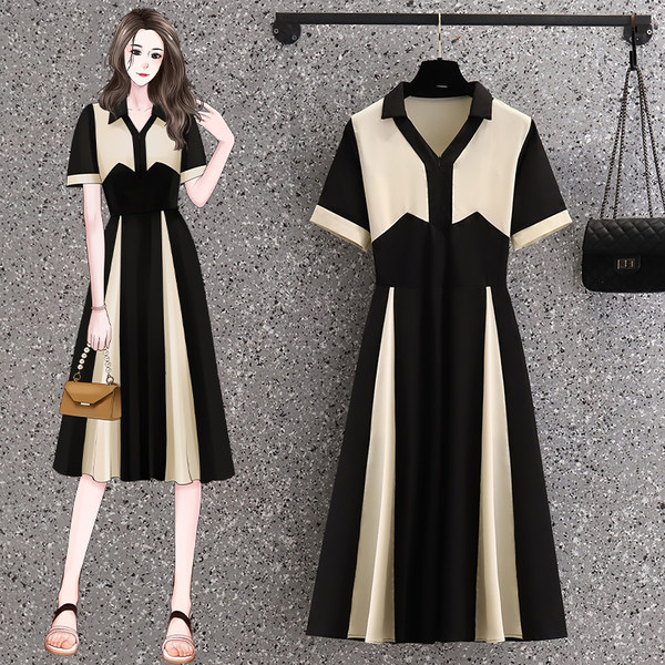 เดรสคนอ้วน เดรสสาวอวบ ชุดเดรสคนอ้วนวัยรุ่นแขนสั้น BY PLUS SIZE Girl