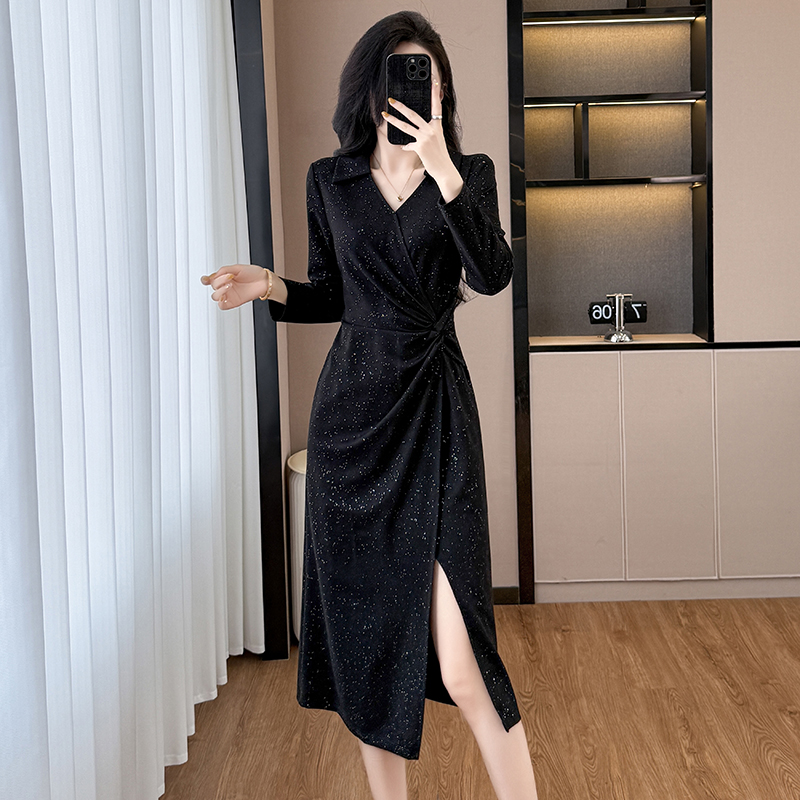 เดรสสีดำ ชุดเดรสคนอ้วน ชุดเดรสสาวพลัสไซส์ XL-5XL