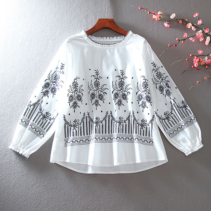 เสื้อลินิน เสื้อผ้าฝ้ายลินิน เสื้อเชิ้ตผ้าลินิน ปักลายสวยๆด้วยด้าย สไตล์VINTAGE BY Dreamroom