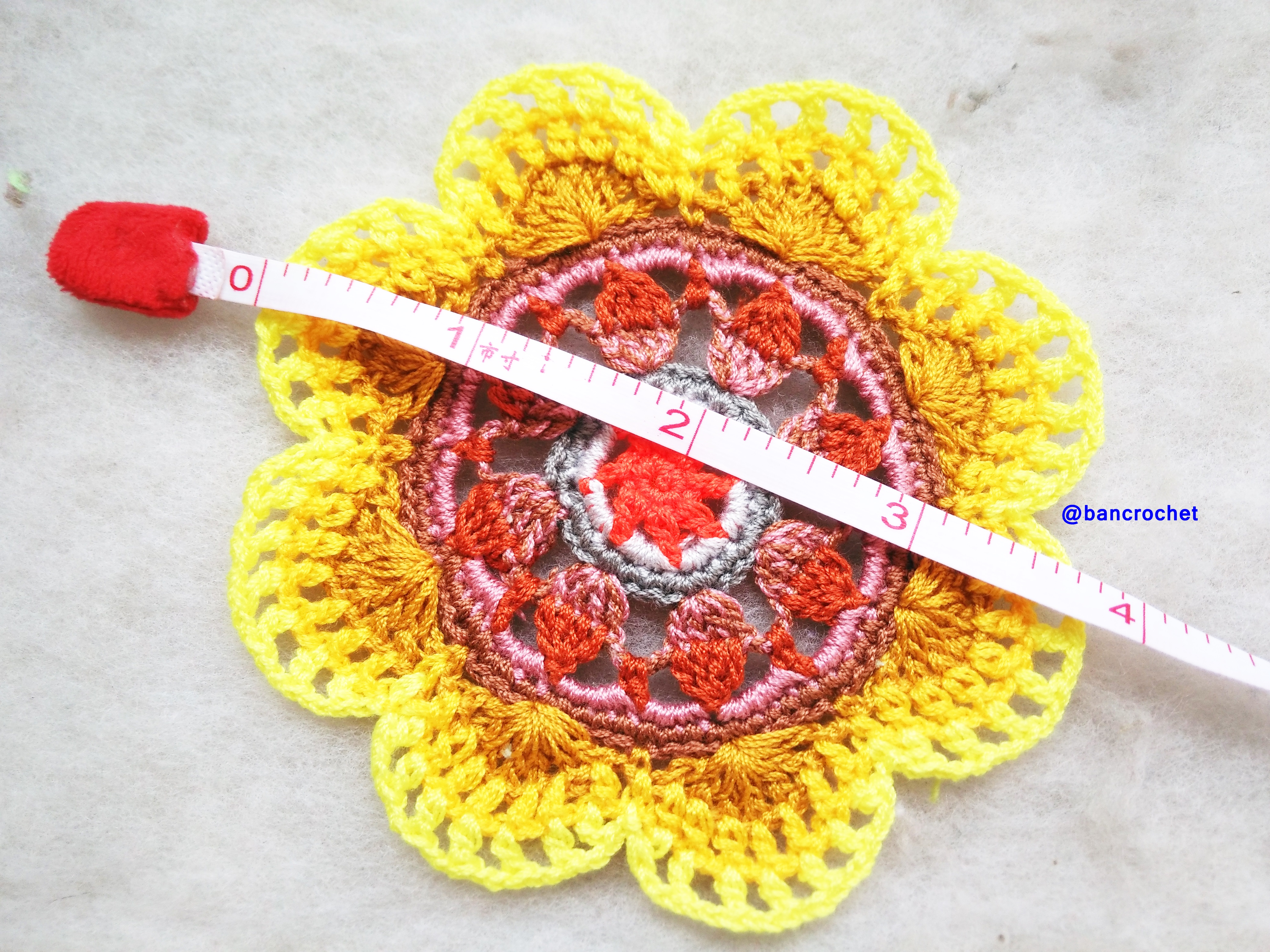 Bancrochet ที่รองแก้วถักโครเชต์ crochet coasters หลากสี 4 นิ้ว