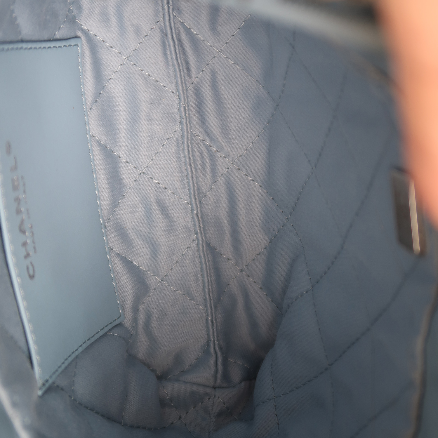 Chanel Blue Shiny Calfskin Mini 22 SHW