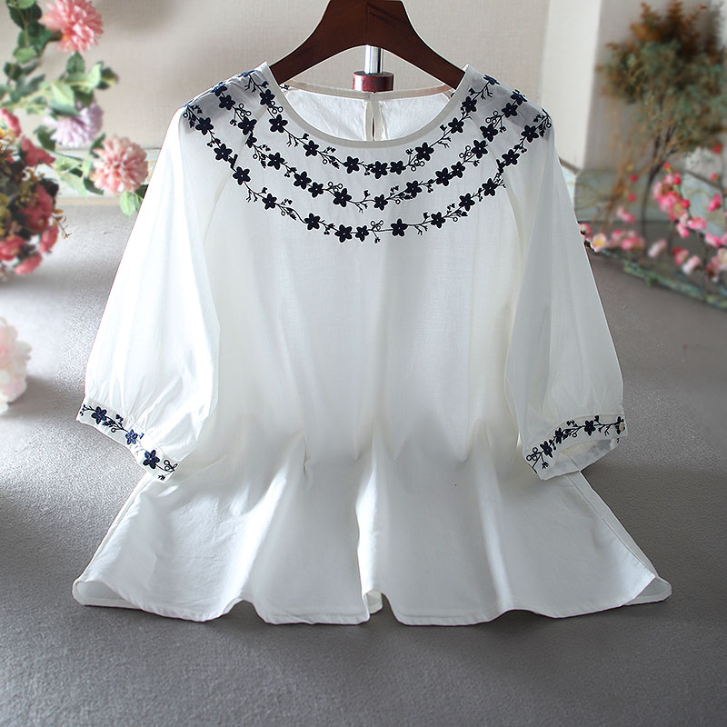 เสื้อลินิน เสื้อผ้าฝ้ายลินิน เสื้อเชิ้ตผ้าลินิน ปักลายสวยๆด้วยด้าย สไตล์VINTAGE