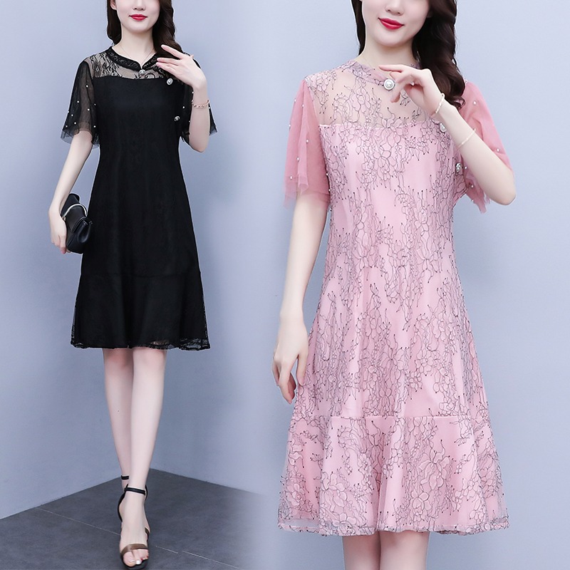 เดรสแขนสั้น มีไซส์ L-5XLอก 38-48 นิ้ว ใส่ได้ทั้งสาวหุ่นดีน่ารักจนถึงสาวอวบพลัสไซส์