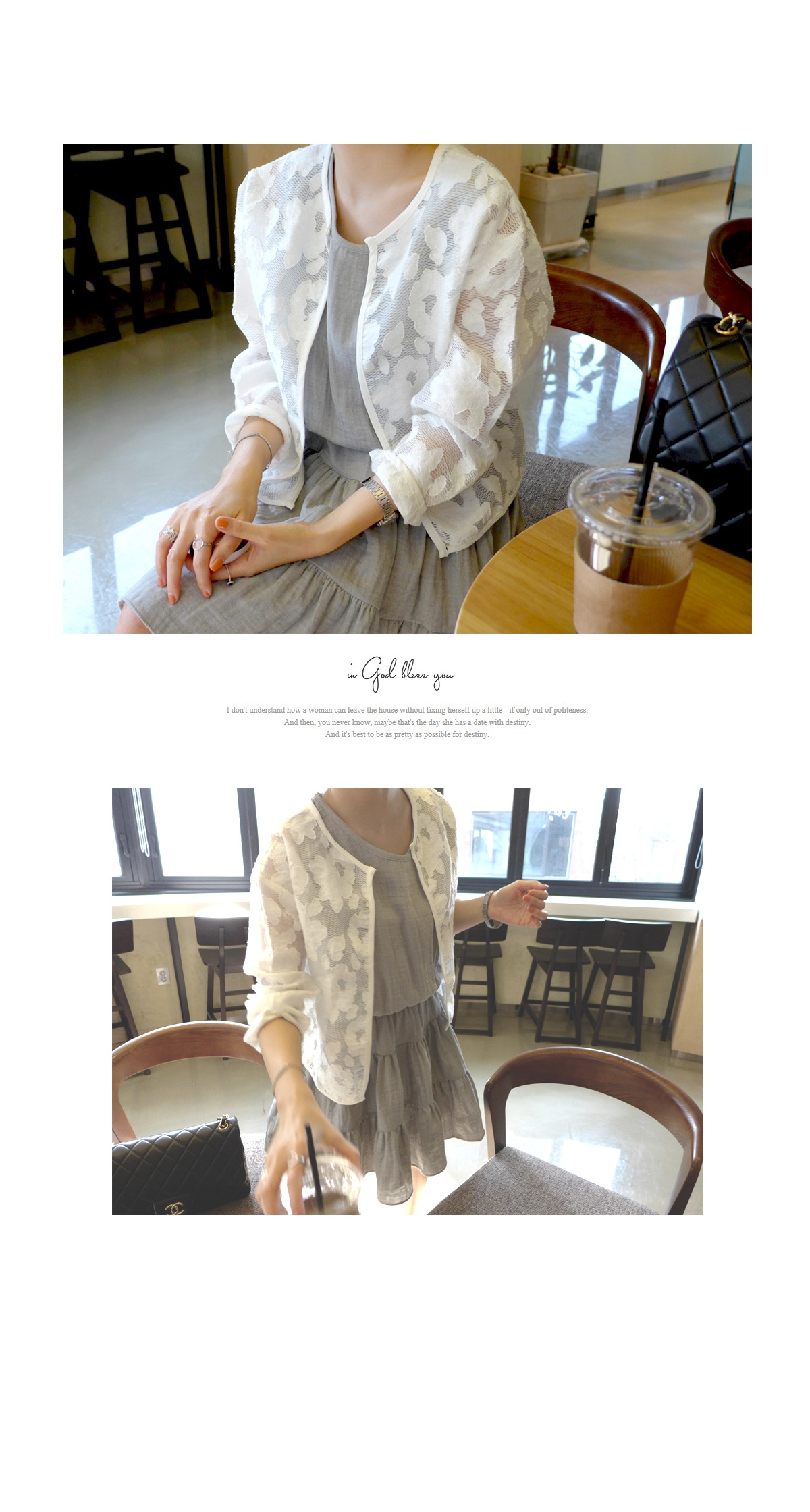 เสื้อคลุมปักลายดอกไม้หวานๆ โปร่ง แบบซีทรู น่ารักสุดๆ white