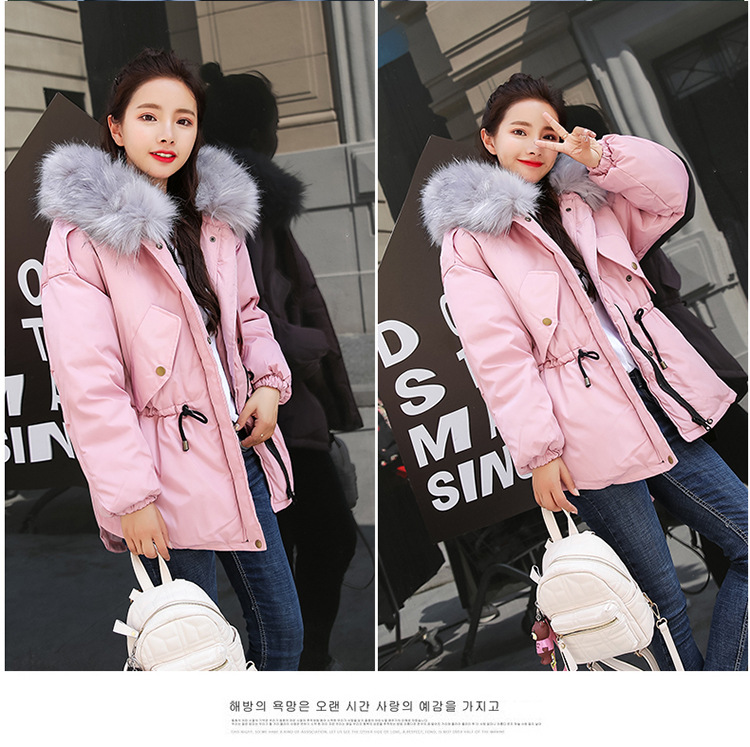 เสื้อกันหนาวฮู้ดดี้ แต่งเฟอร์หนาฟู งานเกรดดีเหมือนแบบ บุนวมหนา อุ่นมาก หิมะก็เอาอยู่ (ถอดขนถอดฮู้ดได้) ชมพูฮู้ดเทา