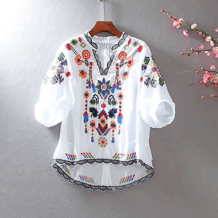 เสื้อลินิน เสื้อผ้าฝ้ายลินิน เสื้อเชิ้ตผ้าลินิน ปักลายสวยๆด้วยด้าย สไตล์VINTAGE BY Dreamroom