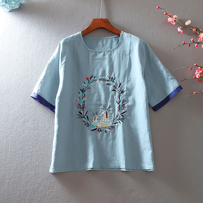 เสื้อลินิน เสื้อผ้าฝ้ายลินิน เสื้อเชิ้ตผ้าลินิน ปักลายสวยๆด้วยด้าย สไตล์VINTAGE BY Dreamroom