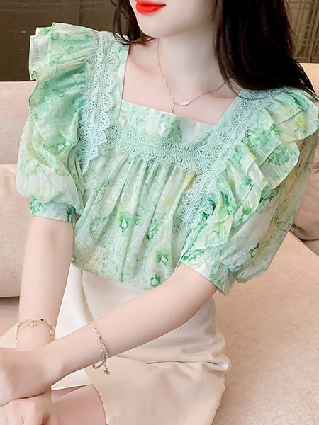 เสื้อลูกไม้ แขนสั้น