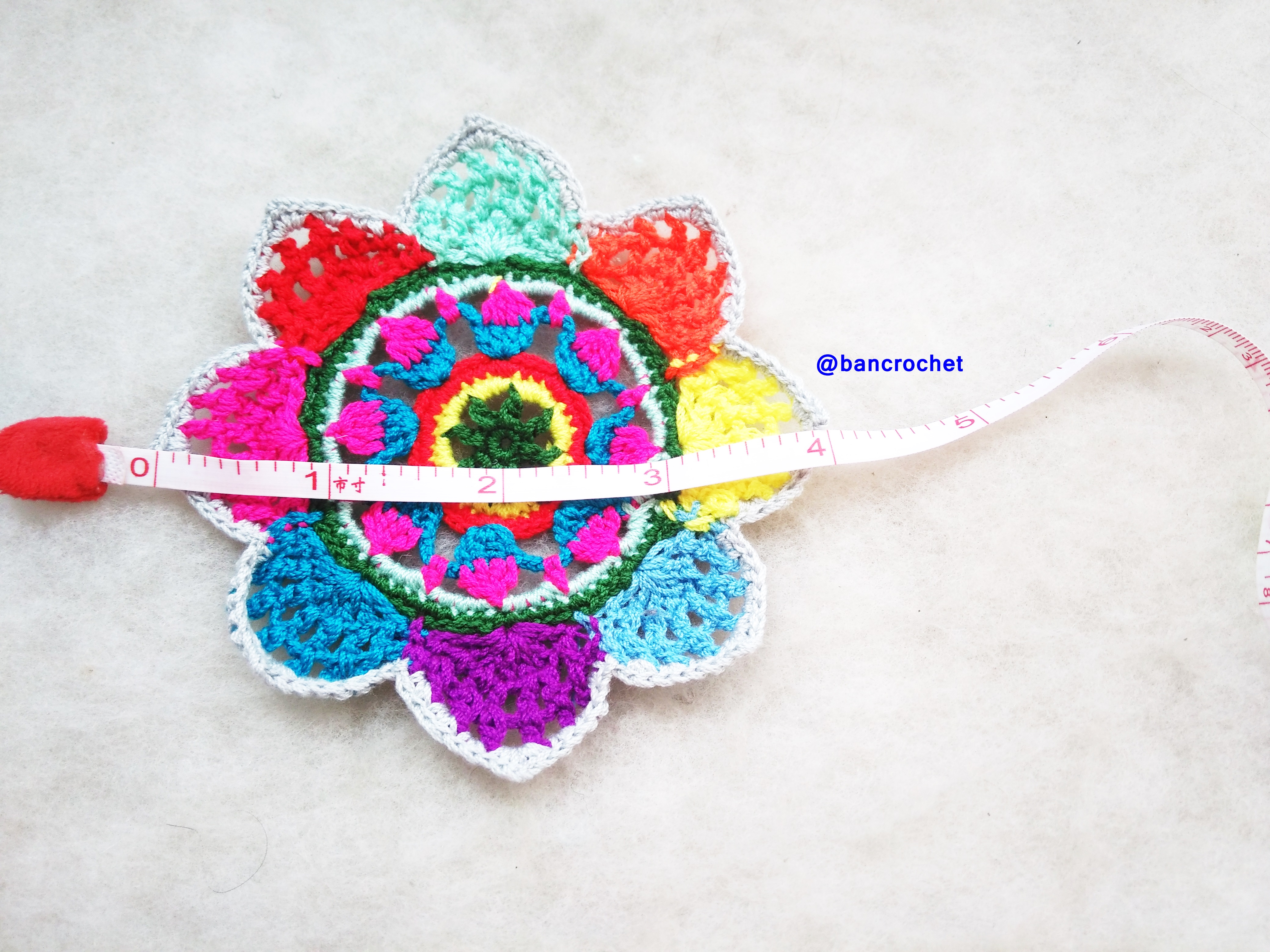 Bancrochet ที่รองแก้วถักโครเชต์ crochet coasters หลากสี 4 นิ้ว