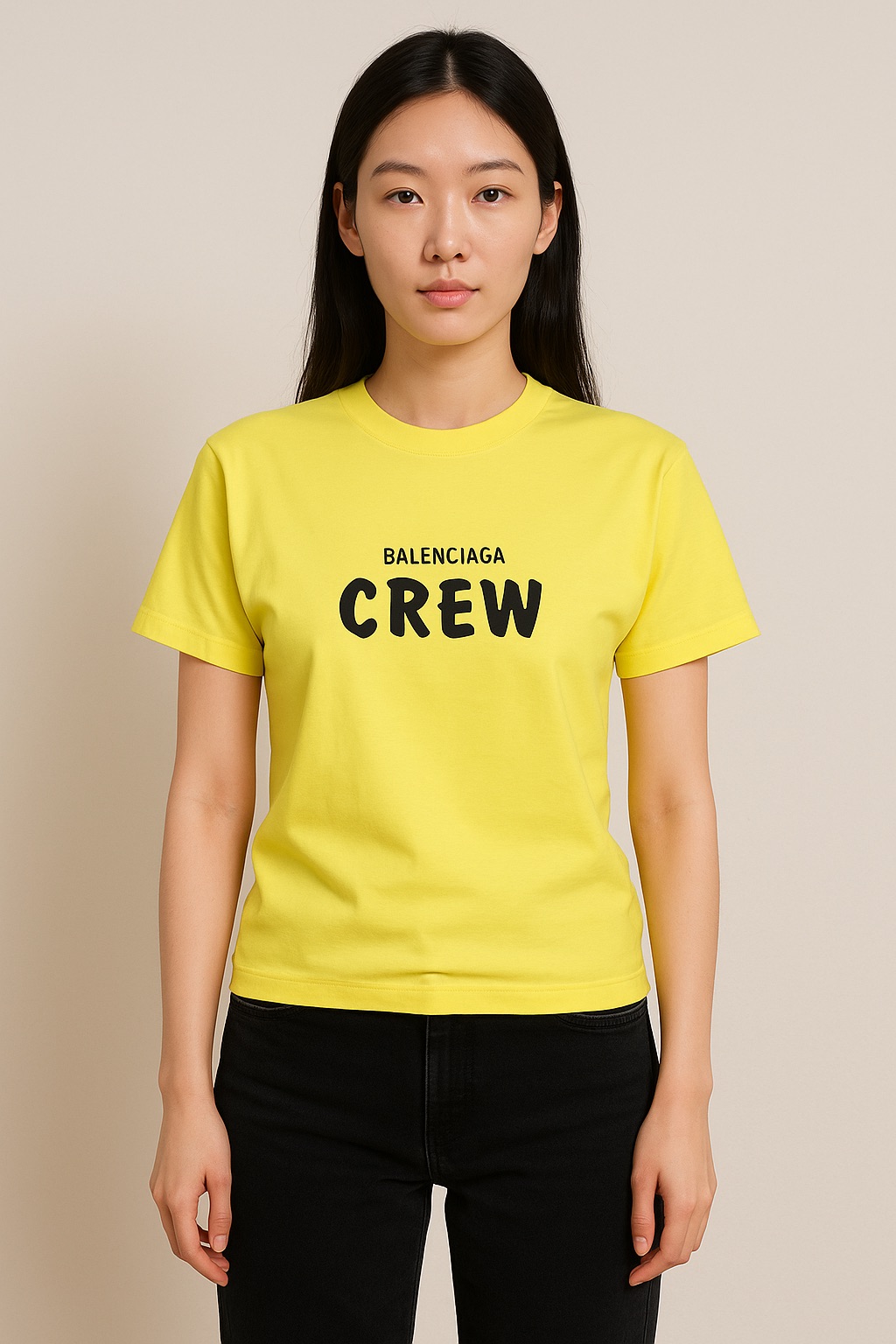 Balenciaga Yellow Crew Slogan Print T-shirt XS