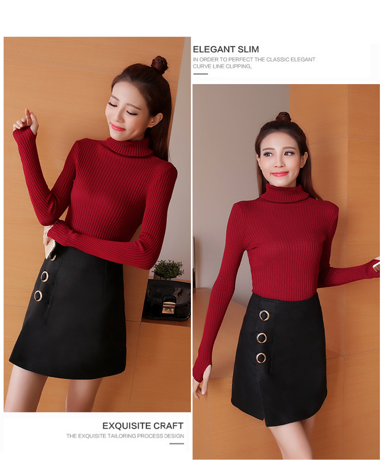 สีแดงเข้ม : เสื้อสเวตเตอร์ ไหมพรมคอเต่าพับได้ ผ้าร่อง ยืดได้เยอะ หุ้มถึงมือ พร้อมส่ง