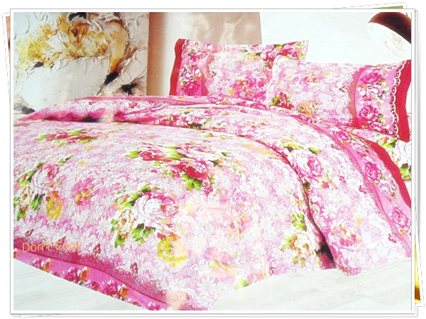 ผ้าปูที่นอน ผ้าปูเตียง 6 ฟุต 5 ชิ้น สีชมพู P006