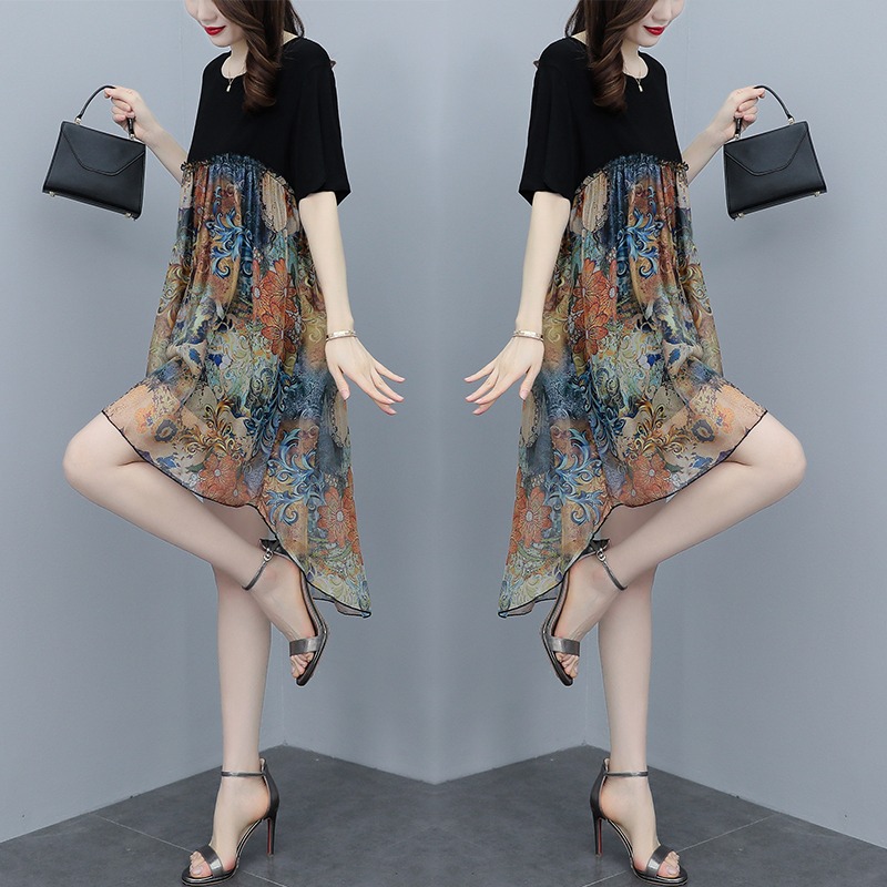 เดรสแขนสั้น มีไซส์ L-5XLอก 38-48 นิ้ว ใส่ได้ทั้งสาวหุ่นดีน่ารักจนถึงสาวอวบพลัสไซส์