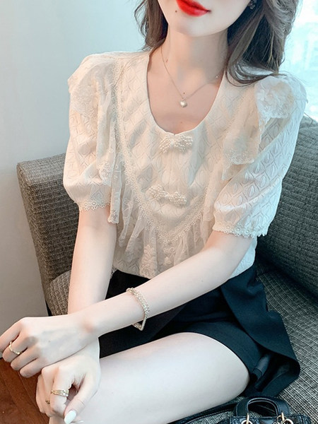 เสื้อลูกไม้ แขนสั้น
