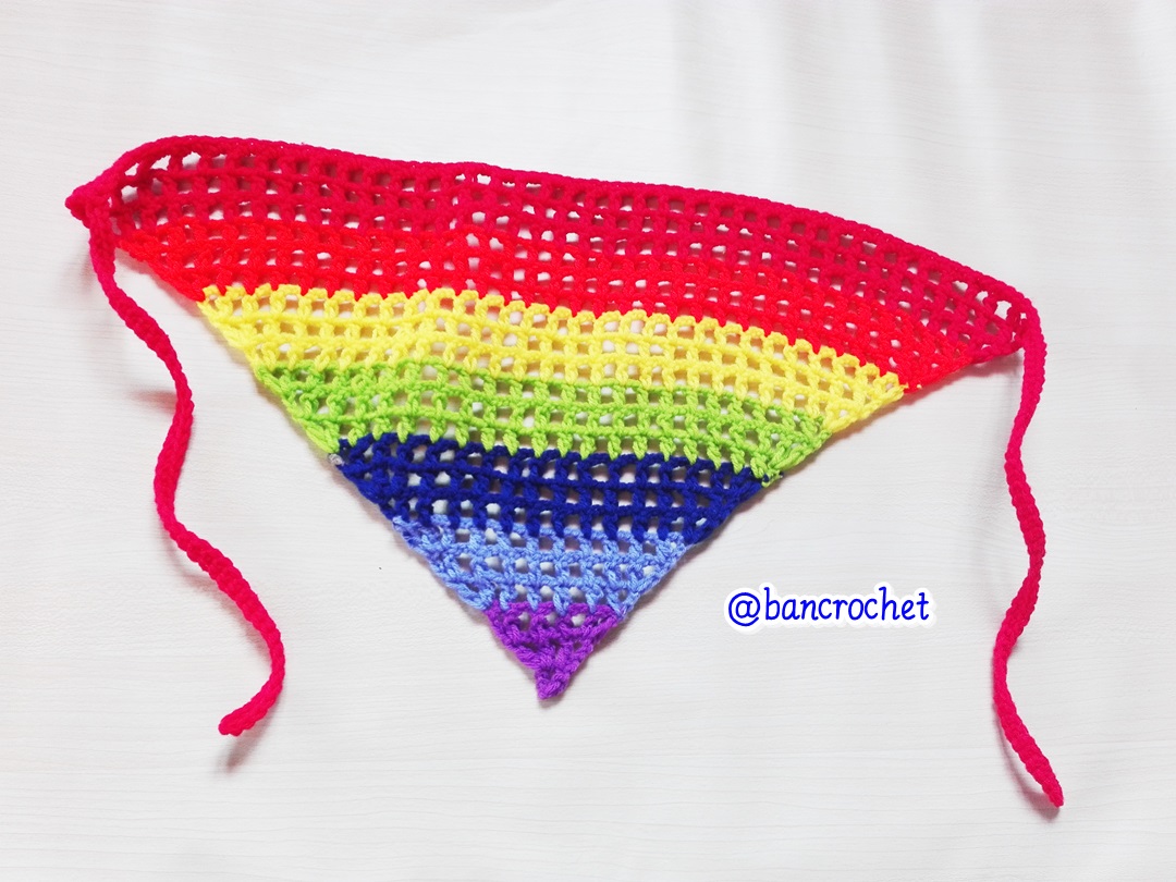 Bancrochet ที่คาดผมถักโครเชต์lสามเหลี่ยม crochet headband สีรุ้ง 18*9*9 inch