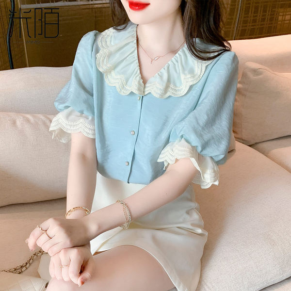 เสื้อลูกไม้ แขนสั้น