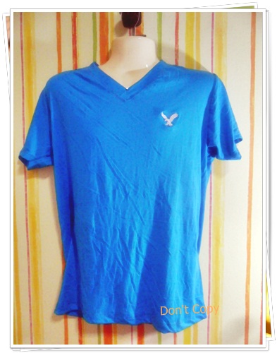 เสื้อยืด American eagle เนื้อนุ่ม สีฟ้าน้ำทะเล A002